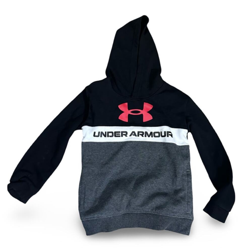 Under Armour Boys Hoodie Size 7 Gray Black Sweatshirt